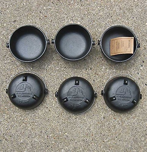 Old Mountain Single Serve Cast Iron Kettle with Handle - Preseasoned Set of 6 N3