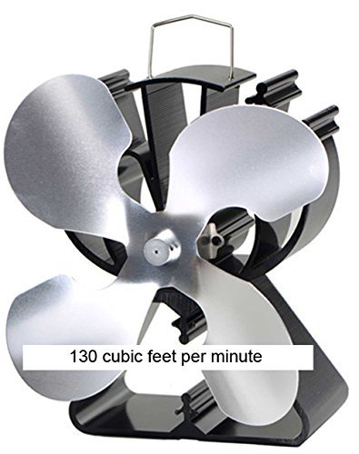 Heat Powered 4 Nickel Colored Blade Stove Fan From Boone Hearth for Wood Stoves. FREE Stove Thermometer Included.