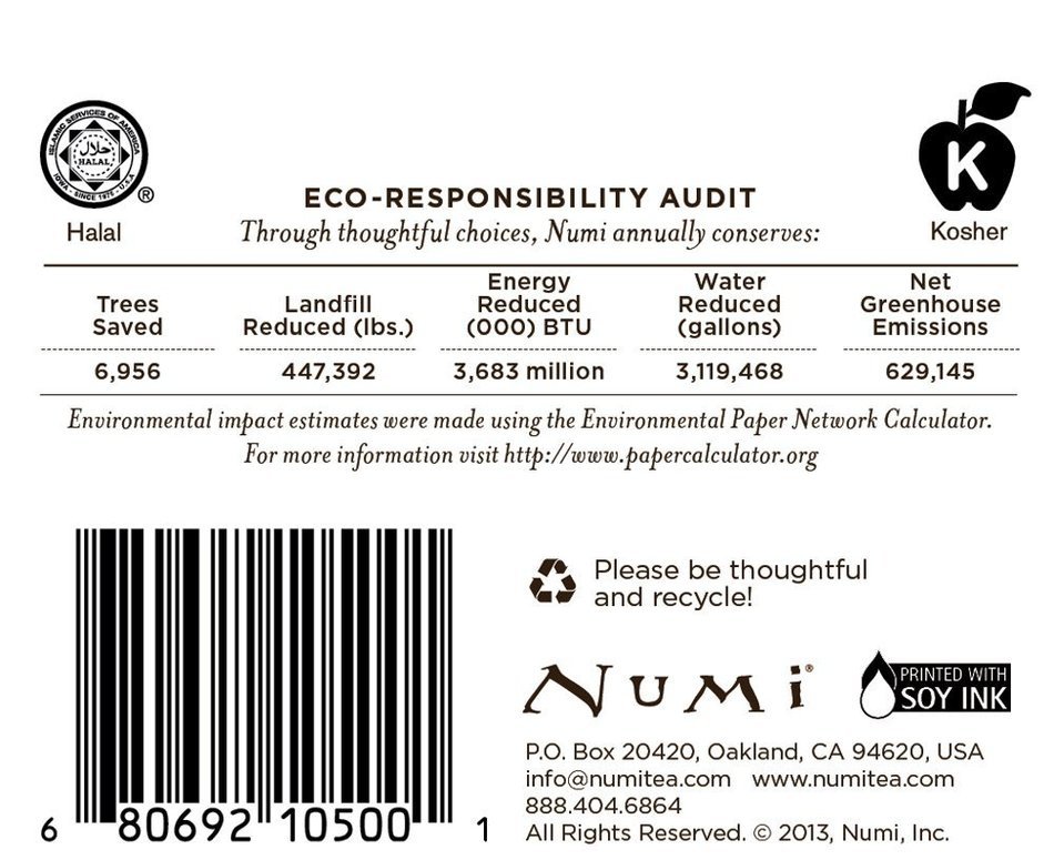 Numi Organic Indulgent Tea, Chocolate Rooibos, Caffeine Free Herbal Teasan, 12 Count Tea Bags (Pack of 3) N30