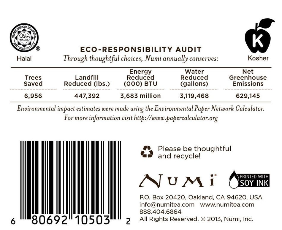 Numi Organic Indulgent Tea, Chocolate Rooibos, Caffeine Free Herbal Teasan, 12 Count Tea Bags (Pack of 3) N31