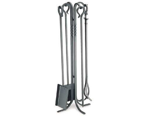 5 Pc Lodge Heavy Duty Fireplace Set in Matte Black Finish