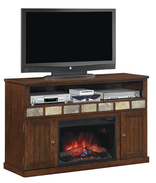 ClassicFlame 26MM1754-O128 Margate TV Stand for TVs up to 60", Caramel Oak (Electric Fireplace Insert sold separately)