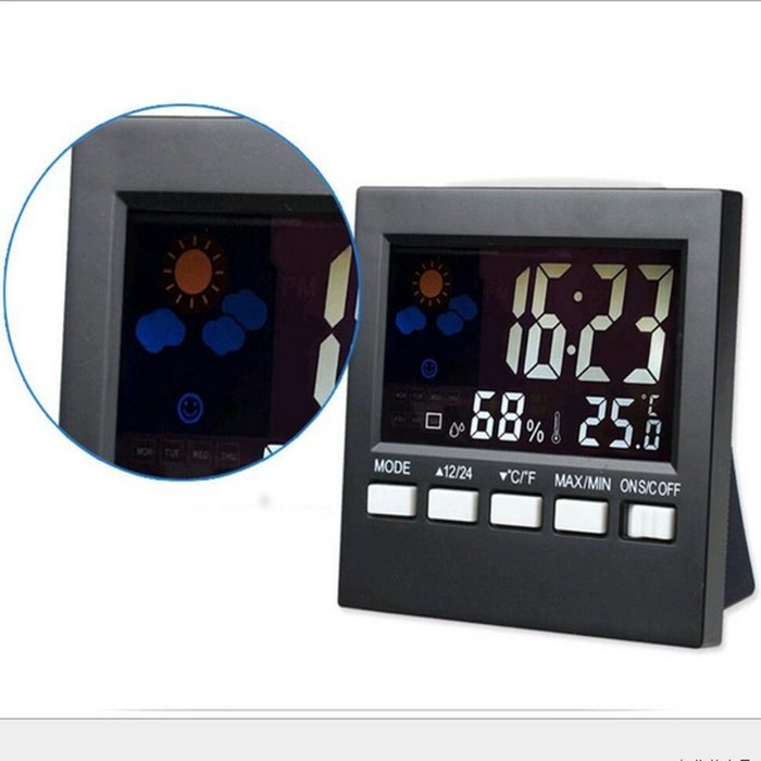 Indoor Humidity Temperature Monitor Hygrometer by LAGUTE Thermometer Digital Sensor with Digital Alarm Clock,...