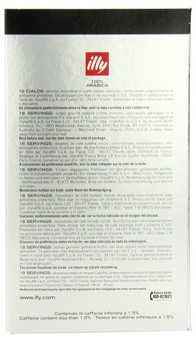 illy Caffe Scuro Coffee, Espresso, (Dark Roast, Black Band), 18-Count E.S.E. Pods 4.4 oz (Pack of 2) N2