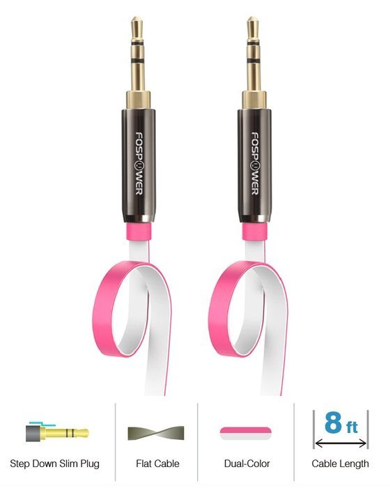 FosPower [4ft] 3.5mm Male to 3.5mm Male [AUX] Stereo Audio Cable - 24K Gold Plated Flat Tangle-Free Auxiliary... N5
