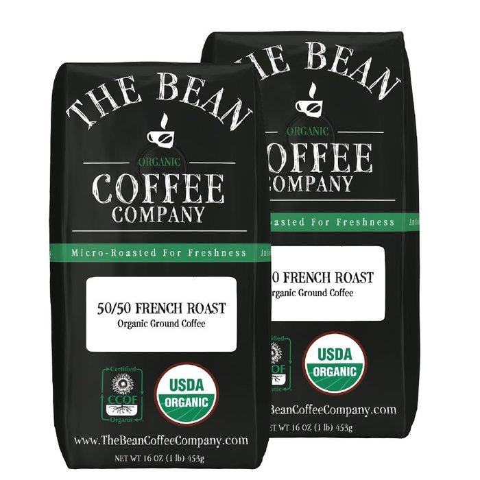 The Bean Coffee Company 50/50 French Roast, Ground, 16-Ounce Bags (Pack of 2) N2