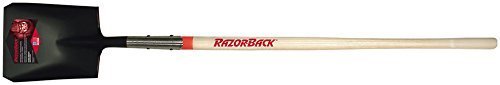 6 Pack Razor-Back 44101 Square Point Transfer Shovel with Tab Socket and Rolled-step - 48" Long Handle (S248)