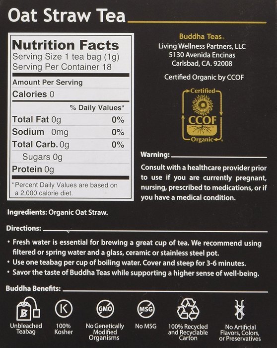 Oat Straw Tea - Organic Herbs - 18 Bleach Free Tea Bags N2