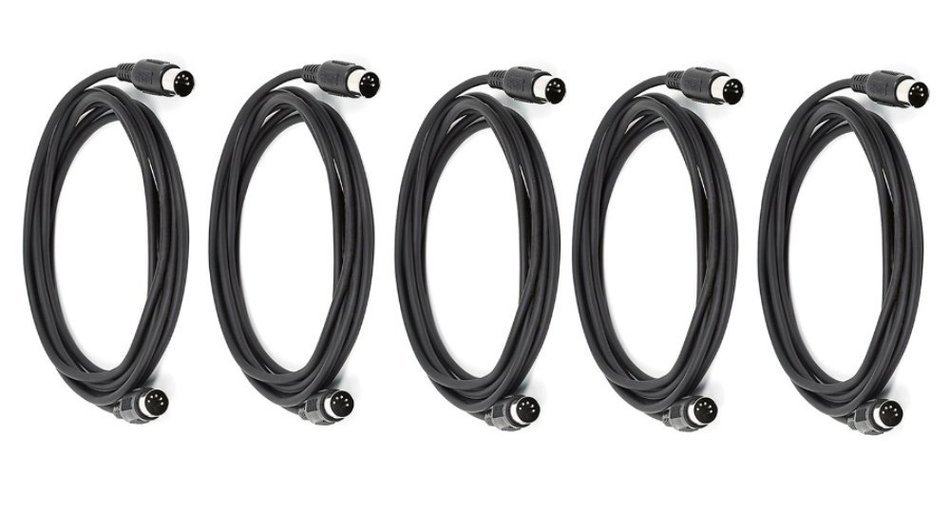 C&E 2 PCS, MIDI Cable with 5 Pin DIN Plugs, 10 Feet Black, CNE585437 N3
