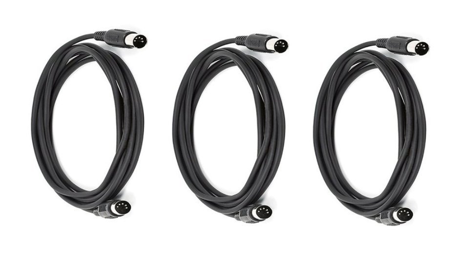 C&E 2 PCS, MIDI Cable with 5 Pin DIN Plugs, 10 Feet Black, CNE585437 N4