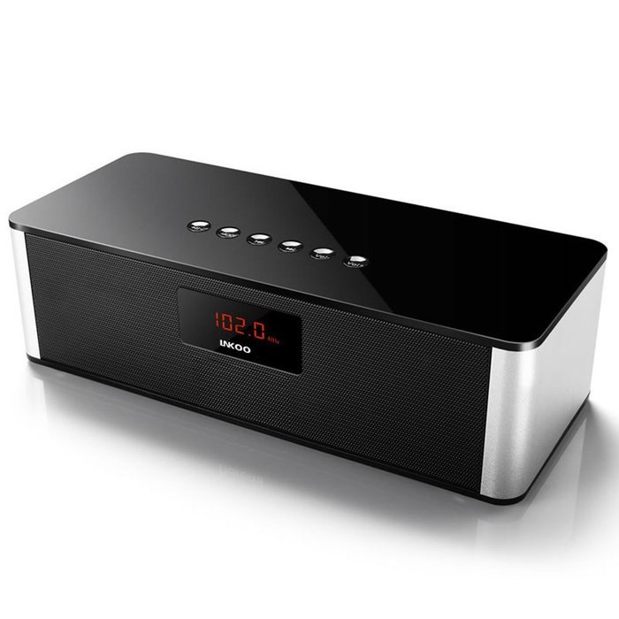 LNKOO Wireless Bluetooth Speakers Portable Stereo Hifi Music Radio Player Indoor (Silver) N2