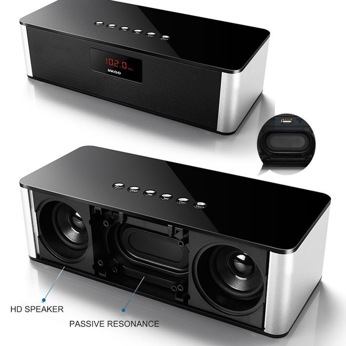 LNKOO Wireless Bluetooth Speakers Portable Stereo Hifi Music Radio Player Indoor (Silver) N3