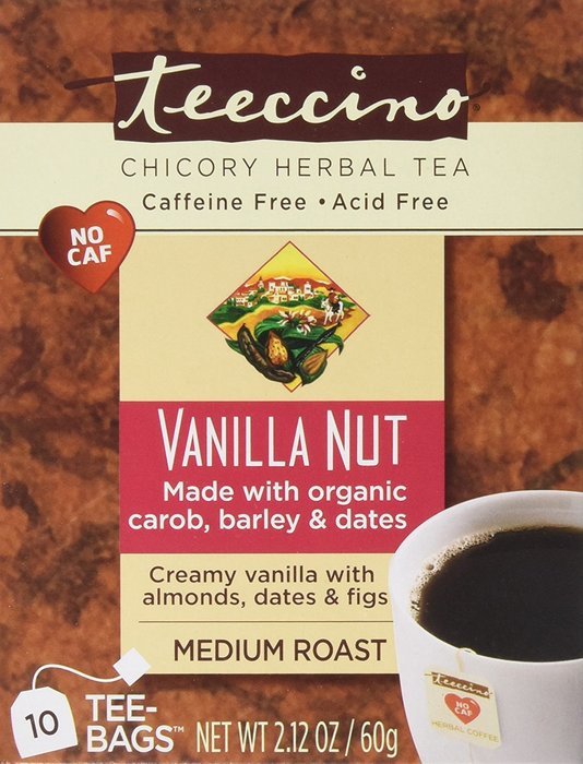 Teeccino - Vanilla Nut 75% Organic Herbal Coffee Medium Roast Caffeine Free - 10 Tee Bags N3