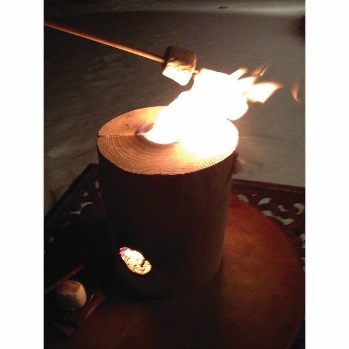 One Log Portable Fireplace - All Natural Real Pine N2
