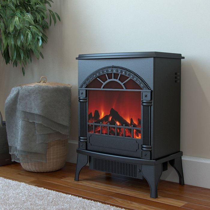 Apollo Electric Fireplace Free Standing Portable Space Heater Stove N4