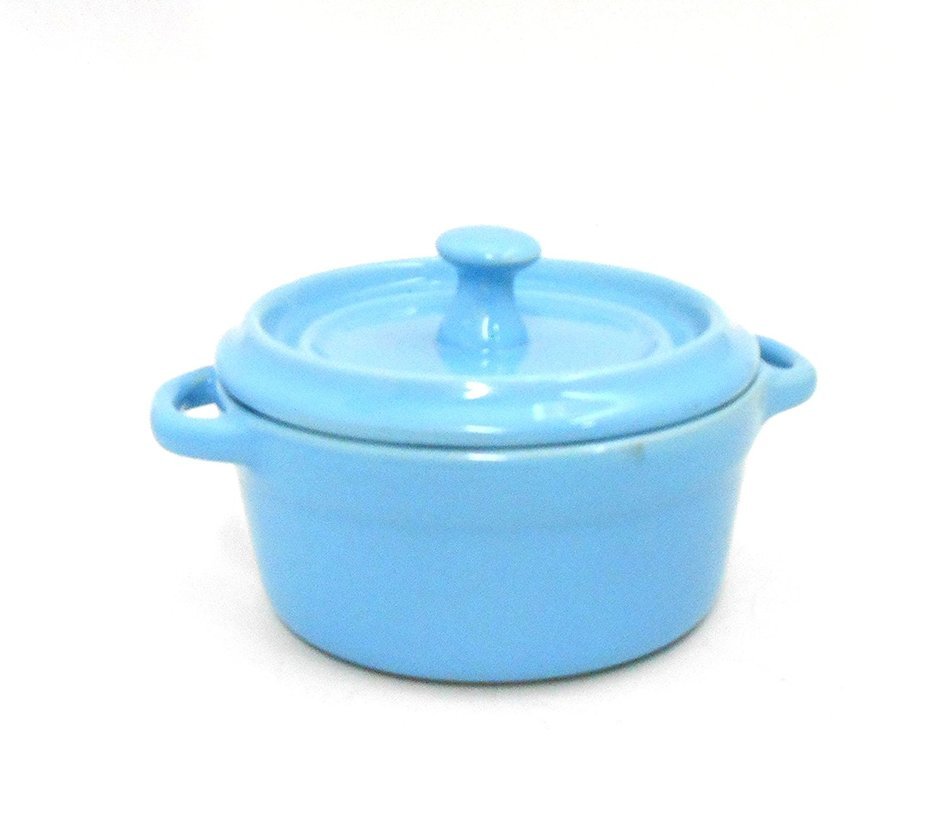 Mini Blue Stoneware Lidded Crock One Piece with Lid