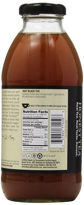 Honest Tea, Iced Tea, Just Black, Organic, 16 oz N4