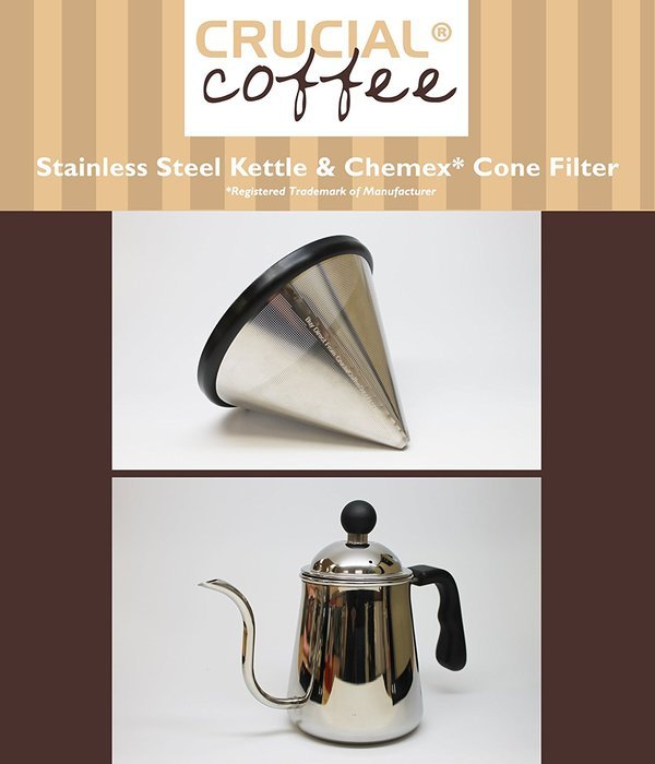 Premium Washable & Reusable Stainless Steel Cone Coffee Filter, Fits Chemex 6, 8 & 10 Cup Coffee Makers & Durable... N5