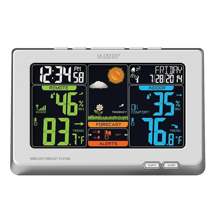 La Crosse Technology C83349 Wireless Atomic Digital Color Forecast Station with Alerts, Black N3