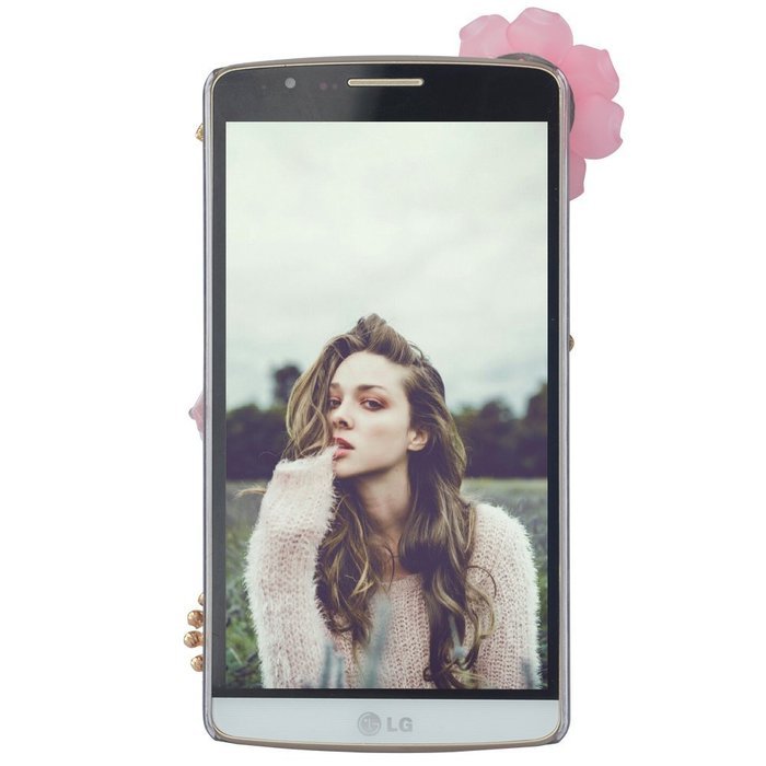 Spritech(TM) Bling Phone Case For LG G3 mini,3D Handmade Purple Crystal Silver Flower Pendant Accessary Design... N58