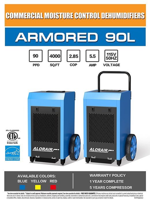 AlorAir Commercial Dehumidifier 90 Pint Air Dryer Commercial Grade