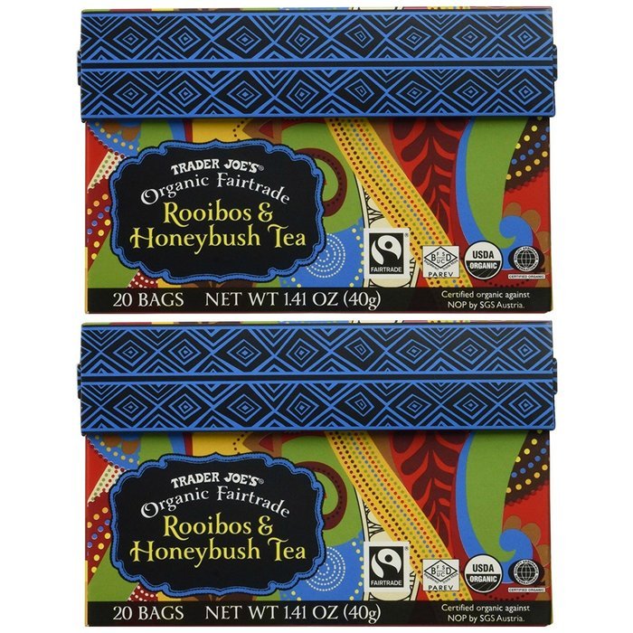 2 boxes of 20 bags Trader Joes Organic Fairtrade Rooibos & Honeybush Tea