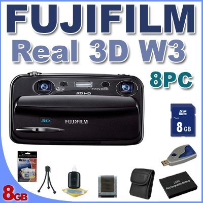 Fujifilm FinePix Real 3D W3 Digital Camera BigVALUEInc 8PC Saver Bundle!
