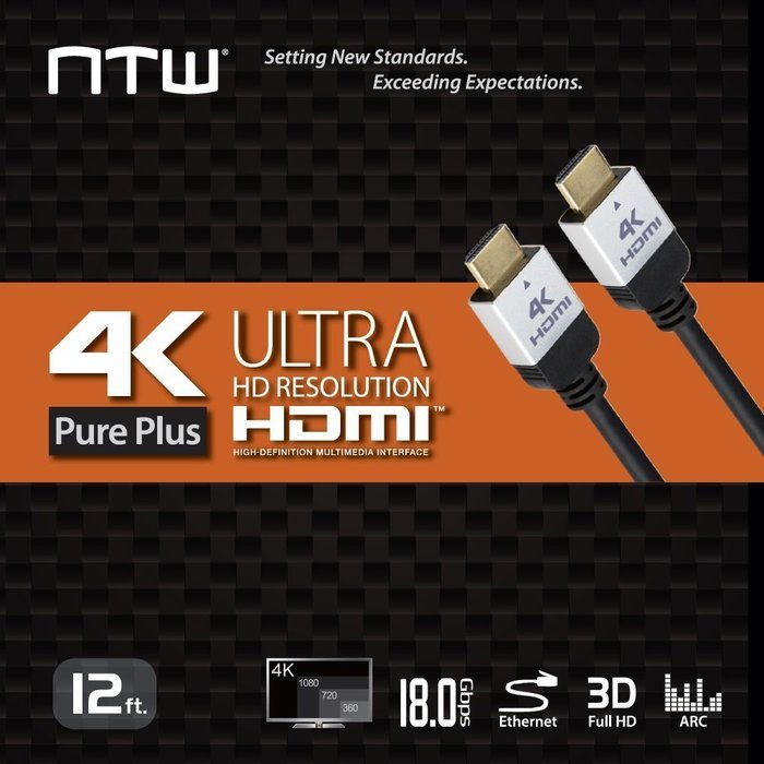 NTW NHDMI2P-006P 6' Ultra HD PURE PRO 4K High Speed HDMI Cable Offers 4X The Clarity N2