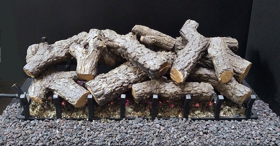 Sierra Gas Log Kit with Bi-Flo Burner - Natural Gas 30" Vented Gas Logs - Majestic Oak N5