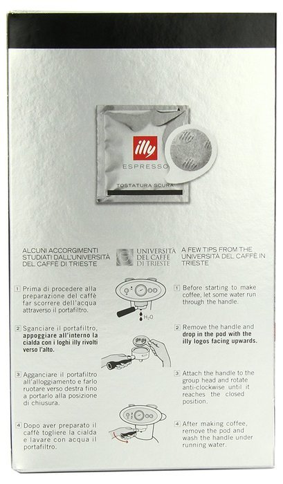illy Caffe Scuro Coffee, Espresso, (Dark Roast, Black Band), 18-Count E.S.E. Pods 4.4 oz (Pack of 2) N3