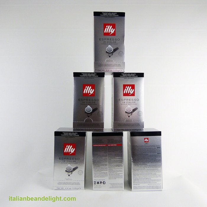 illy Caffe Scuro Coffee, Espresso, (Dark Roast, Black Band), 18-Count E.S.E. Pods 4.4 oz (Pack of 2) N4