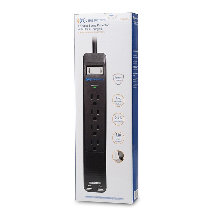 Cable Matters 6-Rotating Outlet Surge Protector Power Strip with 3.4A Dual USB Charging N6
