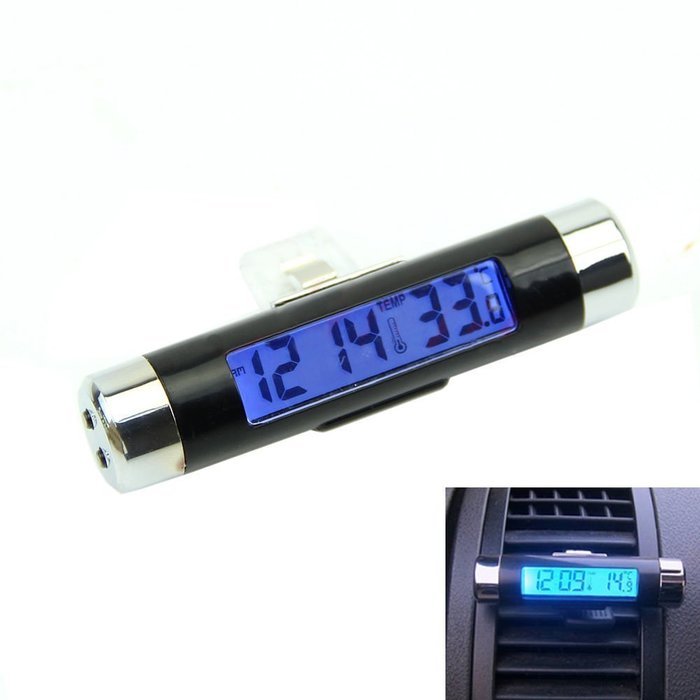 SUKRAGRAHA Mini Digital Temperature Meter Gauge Thermometer LCD Degree Celsius (C) Clock Display Black N2
