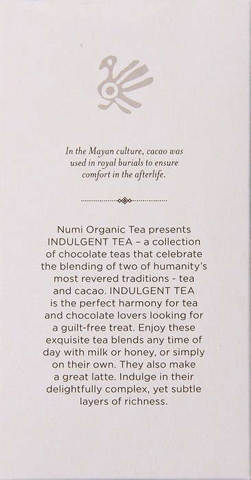 Numi Organic Indulgent Tea, Chocolate Rooibos, Caffeine Free Herbal Teasan, 12 Count Tea Bags (Pack of 3) N39