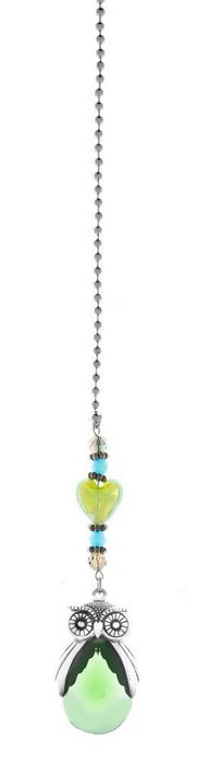 Ganz Green Rhinestone and Silver Owl Fan Pull
