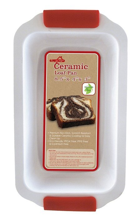 Ceramic Loaf Pan Cake Pan 8.5' X 4" X 3" Silicone Cool Touch Handles