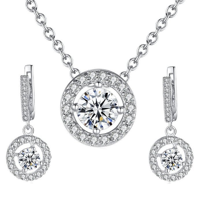 Jewelry Set- Morenitor[TM] White Gold Plated Swarovski Elements Crystal Necklace Earrings Set N7