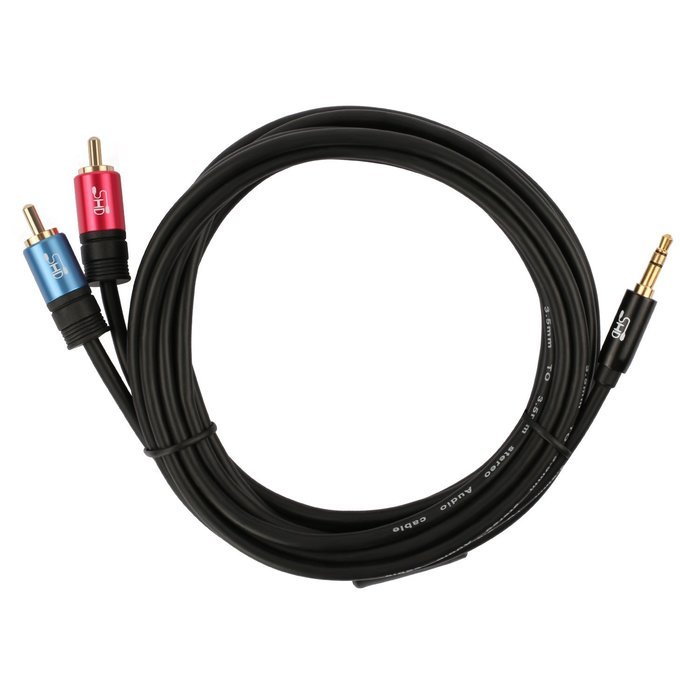 Super HD 3.5mm Aux to 2RCA Y Splitter Stereo Audio Cable Male Type OFC Conductor High Flexible PVC Jacket Dual... N5