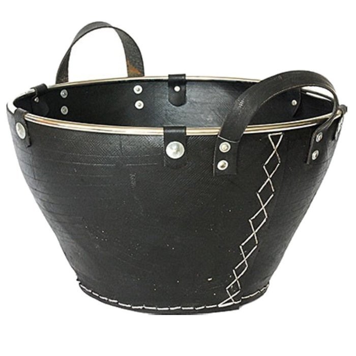 LARGE LOG BASKET &Oslash; 19" WITH METAL FRAME - RECYCLED CAR TIRES - HANDMADE - FAIRTRADE N2
