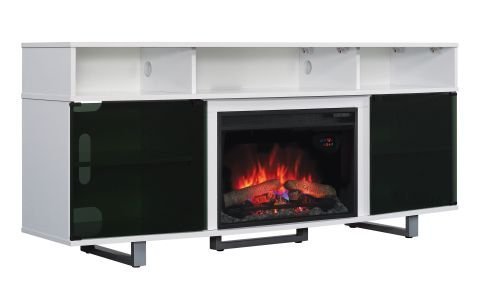 Enterprise Lite Cont TV Stand w/25" Curved Elec Fireplace, Gloss White