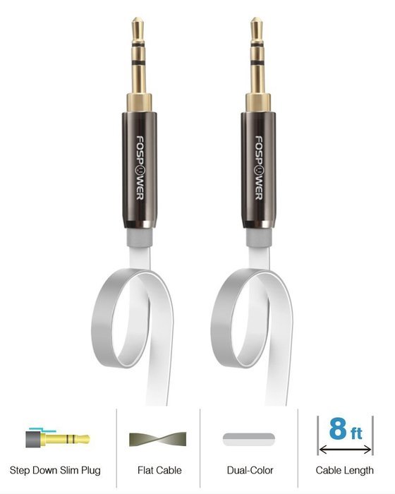 FosPower [4ft] 3.5mm Male to 3.5mm Male [AUX] Stereo Audio Cable - 24K Gold Plated Flat Tangle-Free Auxiliary... N7