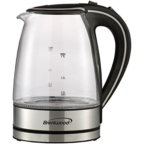 New BRENTWOOD KT-1900BK Tempered Glass Electric Kettle, 1.7 Liter