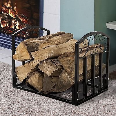Firewood Log Bin Wood Storage Holder Fireplace Kindling Stand 17 x 14 In Metal N2