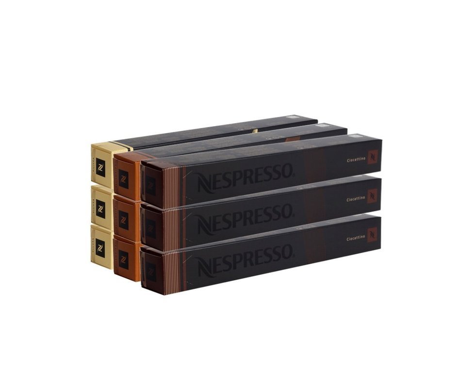 90 NESPRESSO CAPSULES NEW FLAVORS VANILLO,CIOCATTINO,CARAMELITO