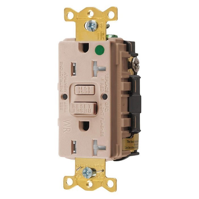 Hubbell GFTWRST83AL Gfci Heavy Use Receptacle, 20 Amps, Tamper/Weather Resistant, 5-20R, Decorator, Self-Testing...