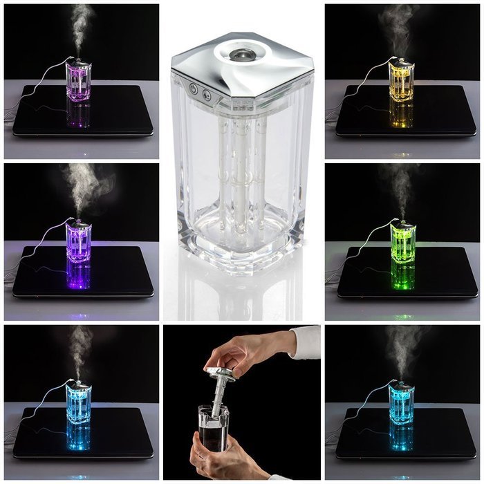 AGPtek Portable Mini Humidifier with Changing Color LED Crystal Glass for Ultrasonic Room, Bedrooms, Home and... N2