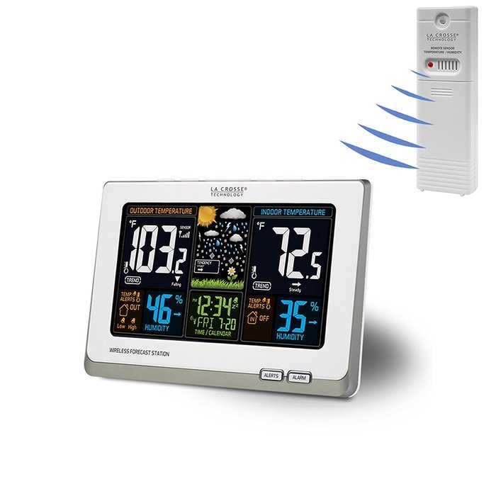 La Crosse Technology C83349 Wireless Atomic Digital Color Forecast Station with Alerts, Black N4