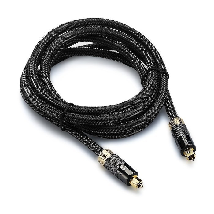 FosPower (3 Feet) 24K Gold Plated Toslink Digital Optical Audio Cable (S/PDIF) - Metal Connectors & Braided Nylon... N7