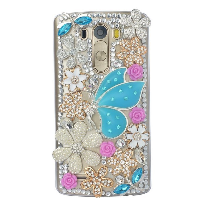 Spritech(TM) Bling Phone Case For LG G3 mini,3D Handmade Purple Crystal Silver Flower Pendant Accessary Design... N61