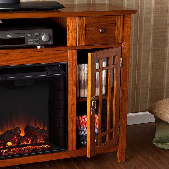 SEI AMZ3839E Salinas Electric Media Fireplace, Mission Oak N7